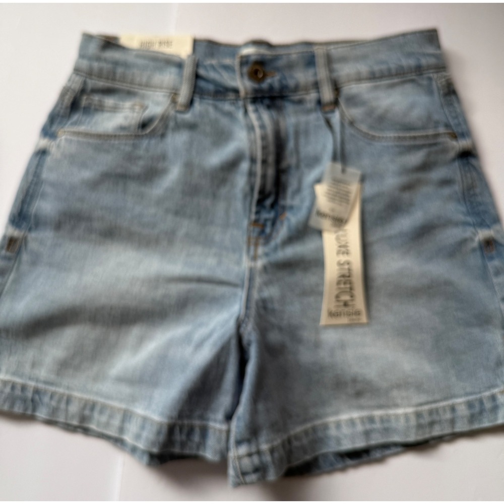 Kensie Jeans Women High Rise Retro Luxe Stretch Denim Shorts Light Wash 4/27 NEW